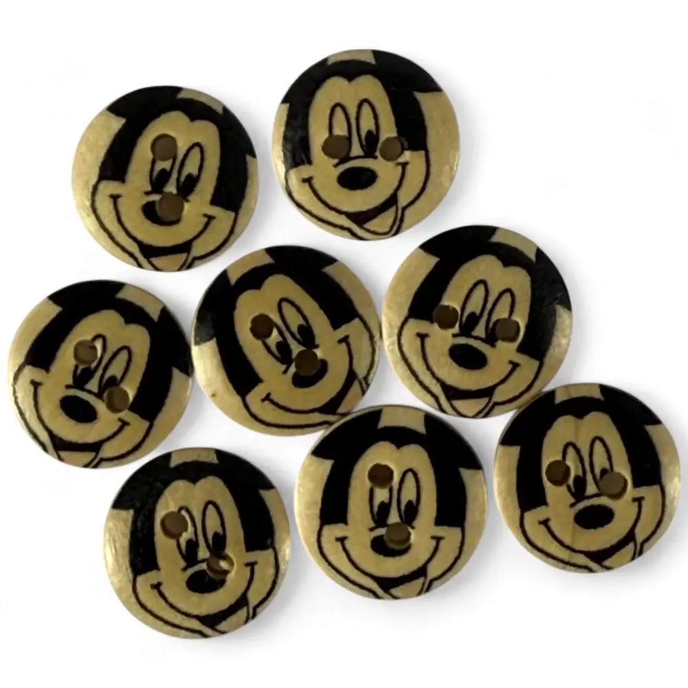 Disney Mickey Mouse Wooden Buttons 15mm Pack of 10