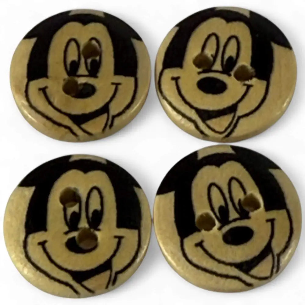 Disney Mickey Mouse Wooden Buttons 15mm Pack of 10
