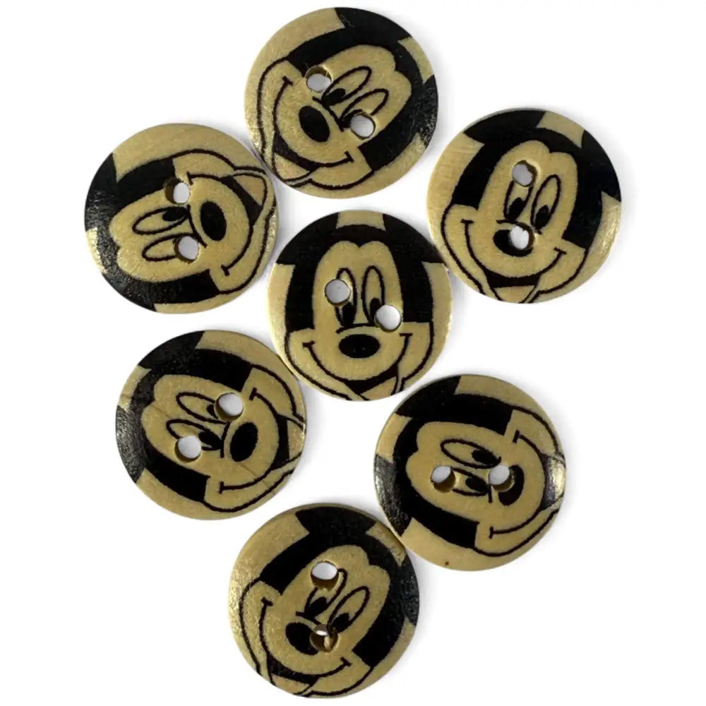 Disney Mickey Mouse Wooden Buttons 15mm Pack of 10