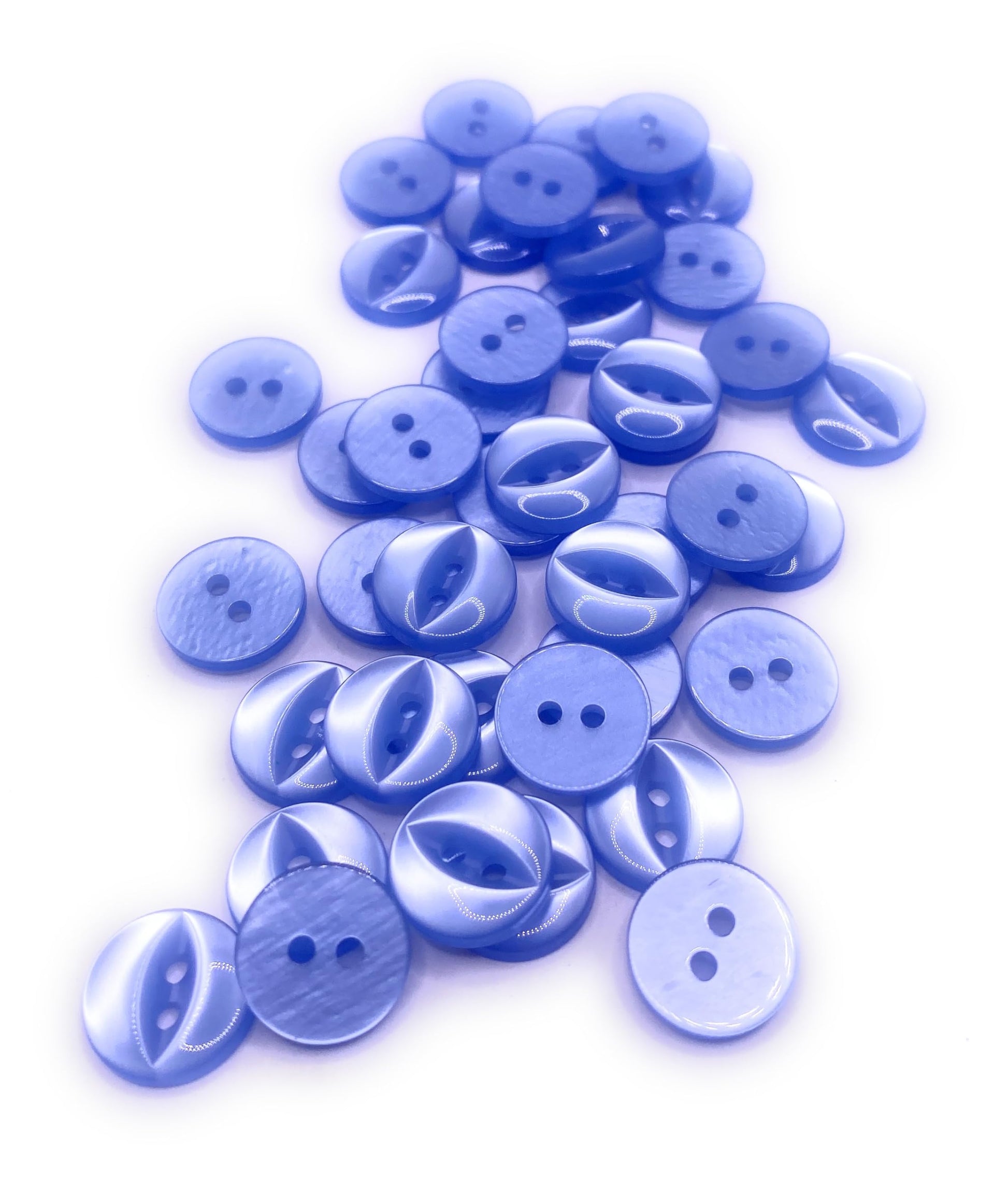 Fisheye Buttons 3 Sizes 2 Hole Baby Knitting Pack of 10 (37 Mid Blue 16.5mm)