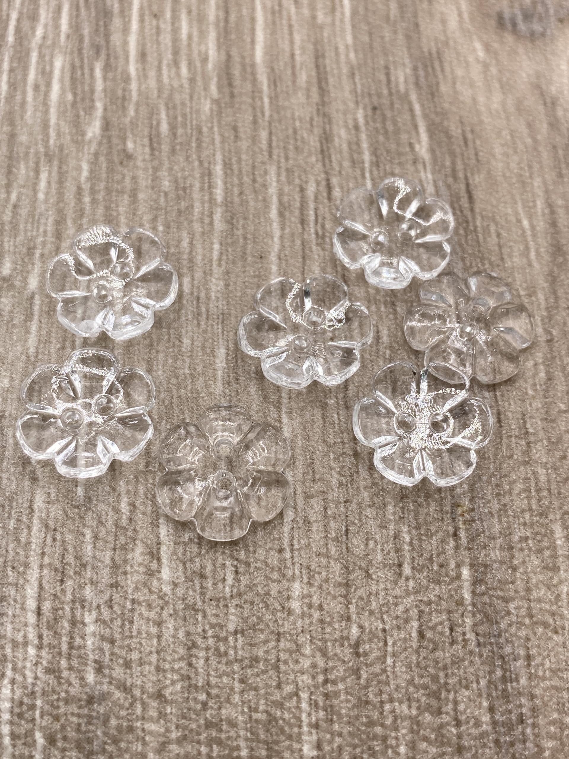 KnitForLess 13mm Buttons 7 Colours Clear Rose Flower Baby Cardigans Knitting Crafts Pack of 10