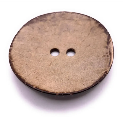 Round, brown, two-hole button.