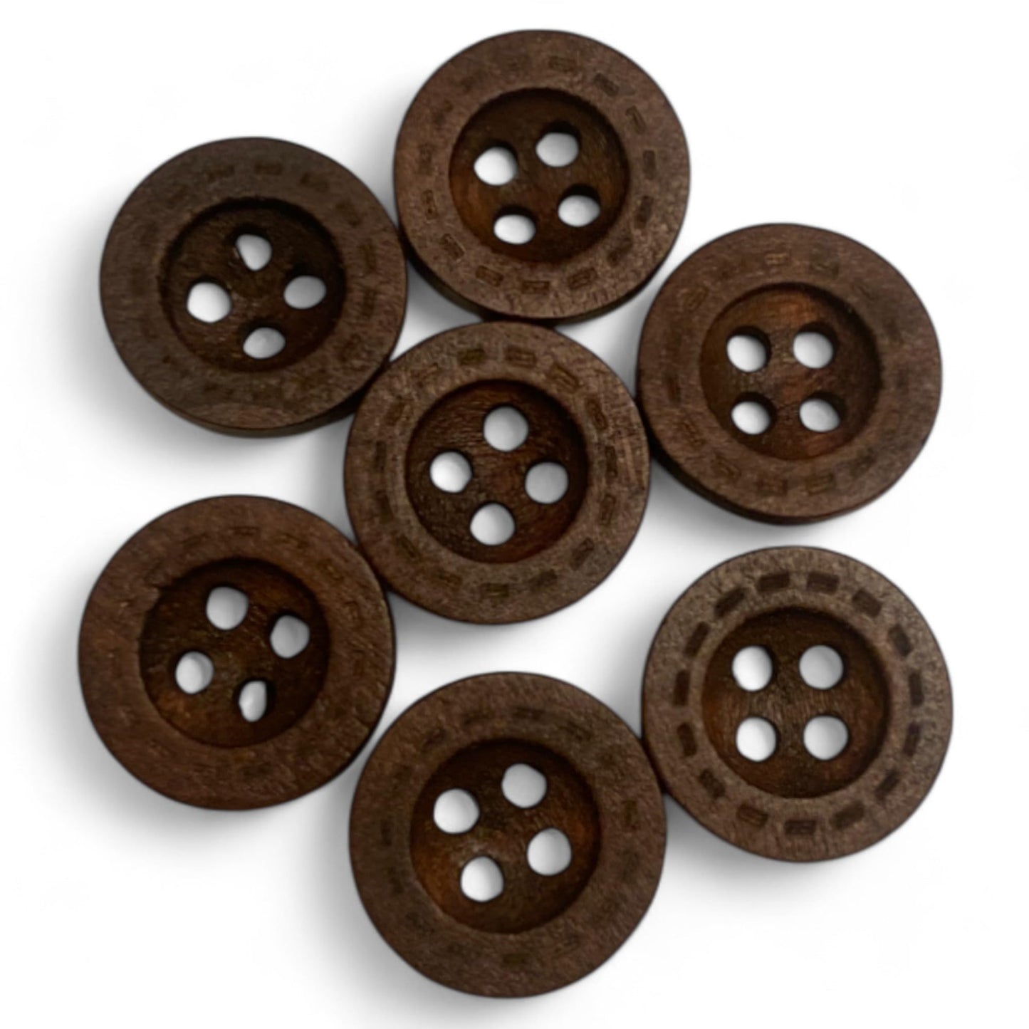 KnitForLess 13mm Brown Wooden Sewing Buttons Baby Size 4 Hole Cardigan Clothing