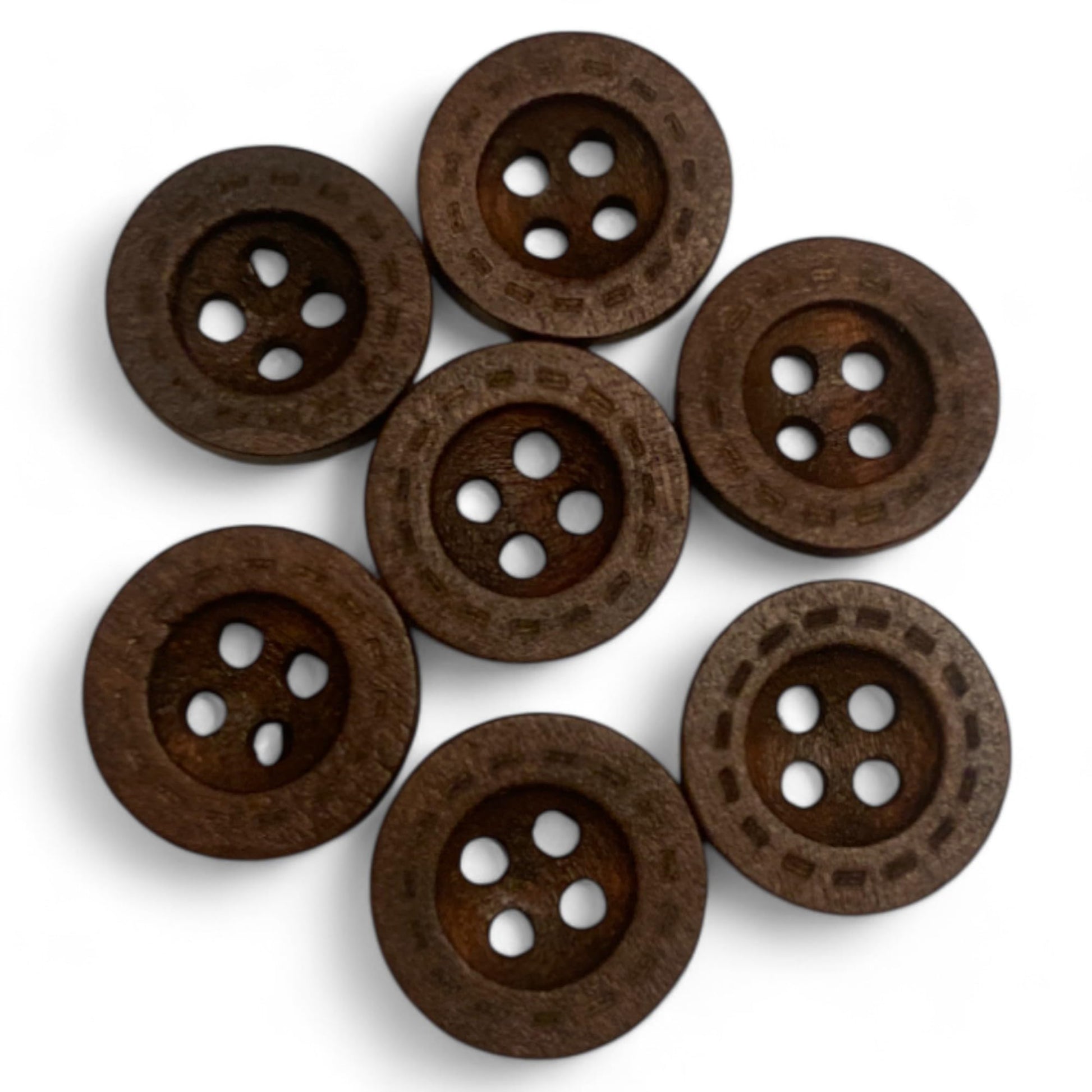 KnitForLess 13mm Brown Wooden Sewing Buttons Baby Size 4 Hole Cardigan Clothing