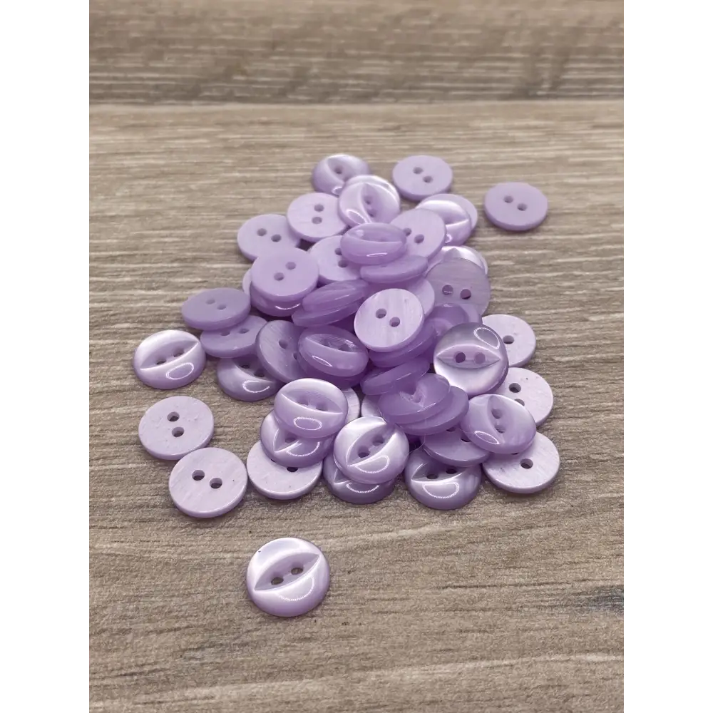 Fisheye Buttons 3 Sizes 2 Hole Baby Knitting Pack of 10 (15 Lilac 16.5mm)
