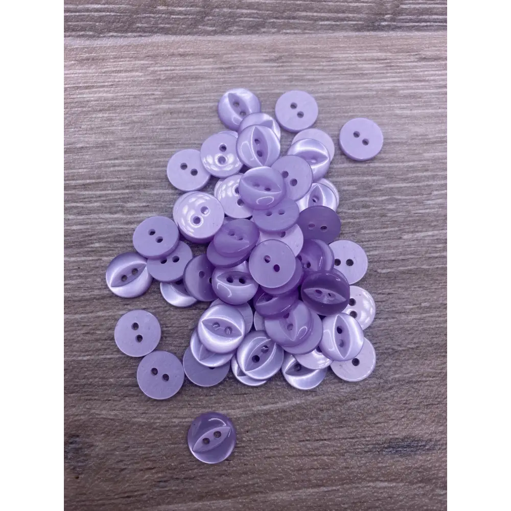 Fisheye Buttons 3 Sizes 2 Hole Baby Knitting Pack of 10 (15 Lilac 16.5mm)
