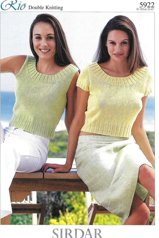 Sirdar Rio Easy Vintage Double Knitting Pattern Lady&#39;s V Neck Sleeveless Vest Top PDF Instant Download Digital Craft DIY Super Quality KnitForLess