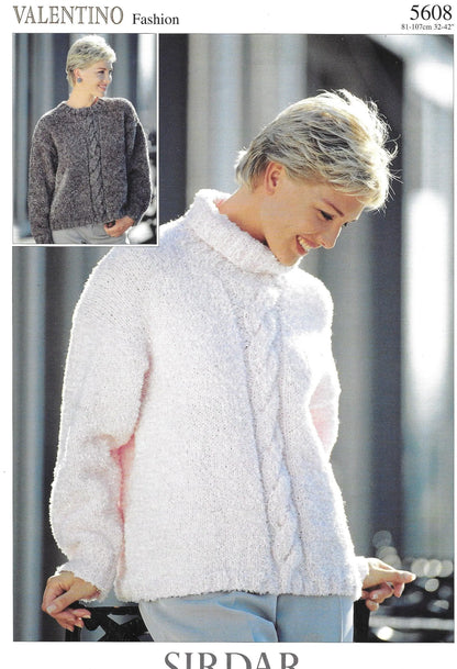 Sirdar Valentino Sweater Knitting Pattern: Vintage Women&#39;s Fashion (PDF Download) KnitForLess