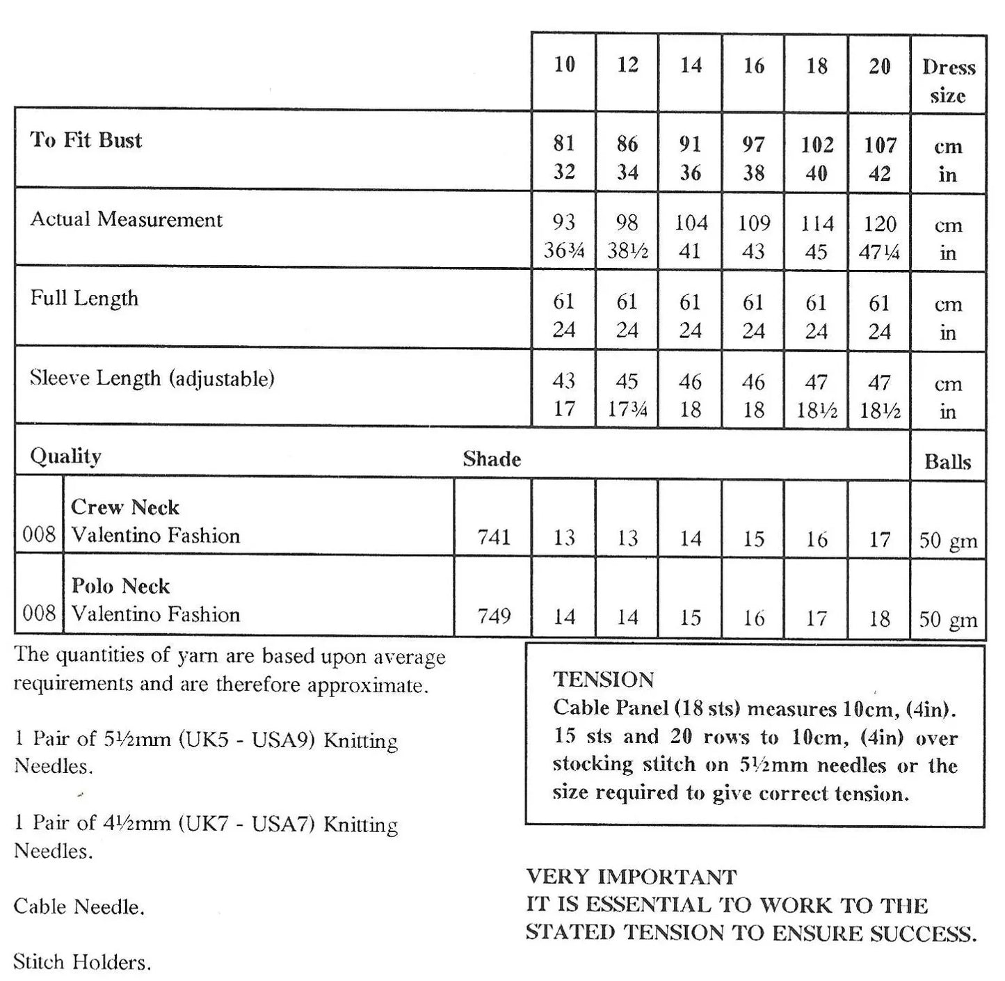 Sirdar Valentino Sweater Knitting Pattern: Vintage Women&#39;s Fashion (PDF Download) KnitForLess