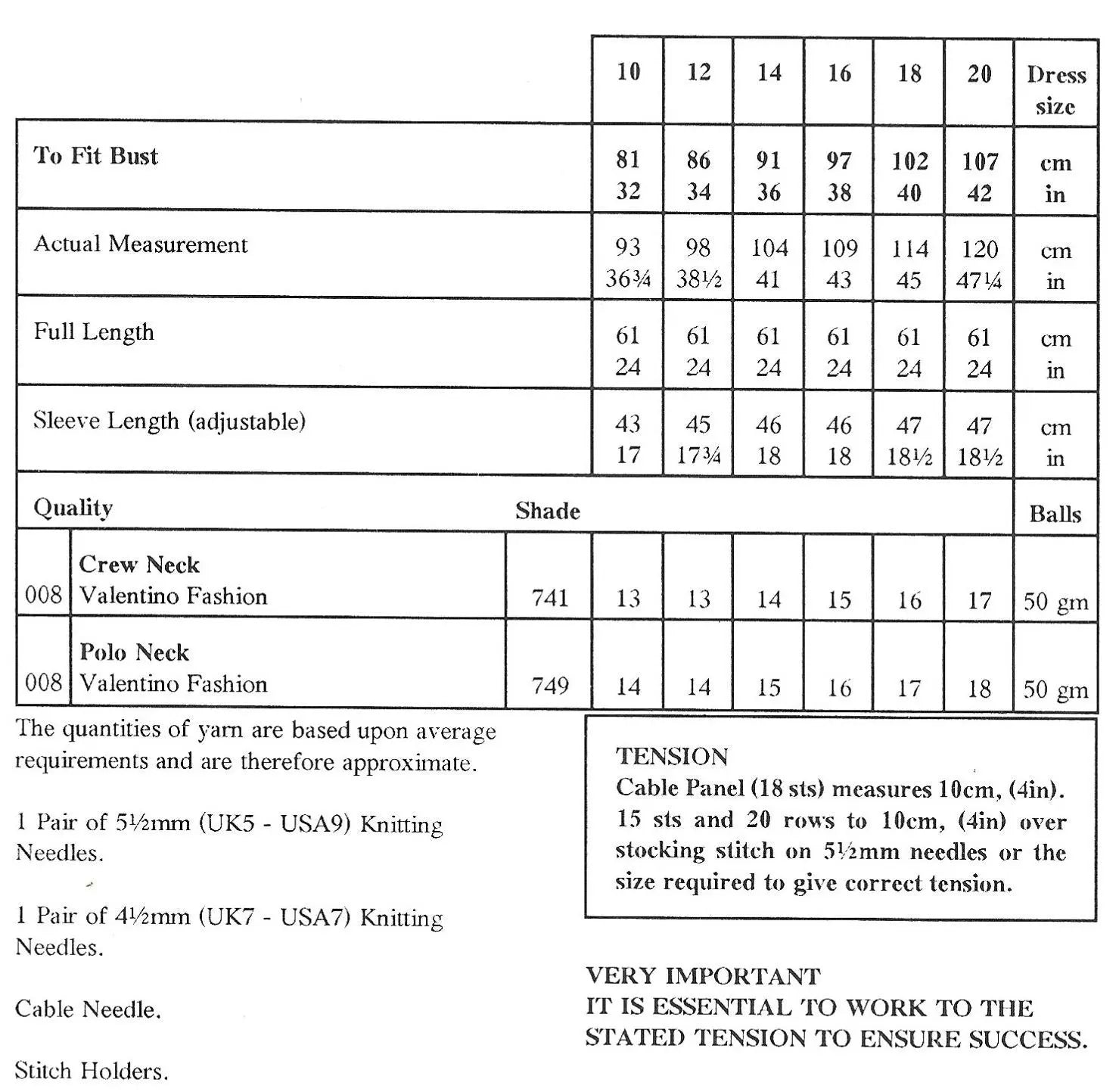 Sirdar Valentino Sweater Knitting Pattern: Vintage Women&#39;s Fashion (PDF Download) KnitForLess