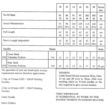 Sirdar Valentino Sweater Knitting Pattern: Vintage Women&#39;s Fashion (PDF Download) KnitForLess