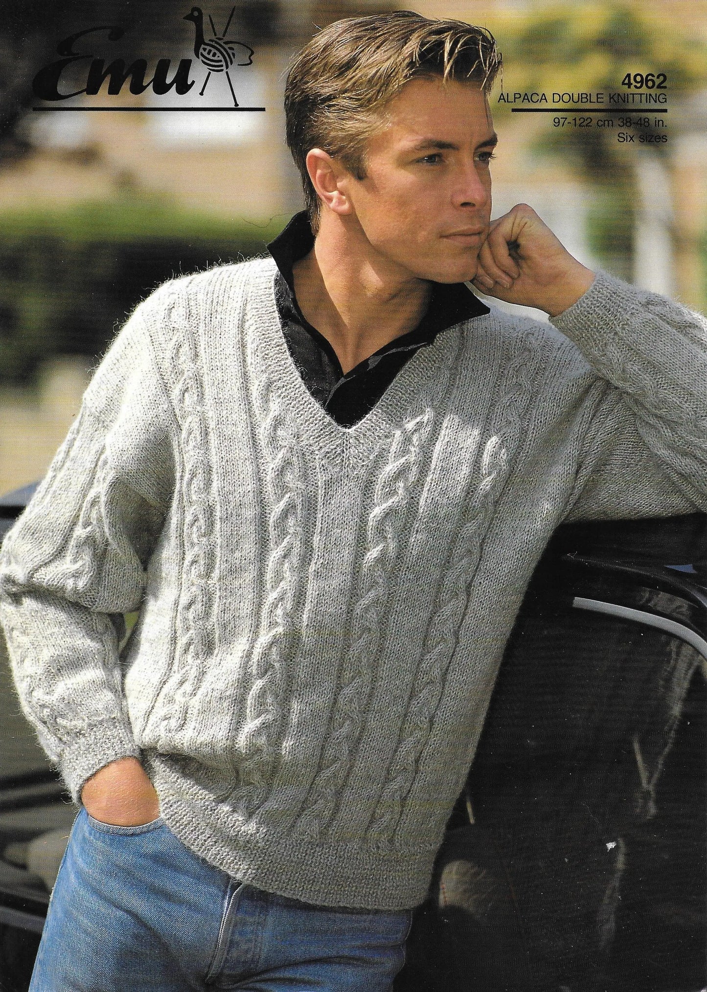 Vintage Men&#39;s Cable Knit V-Neck Sweater Pattern (PDF Download) KnitForLess