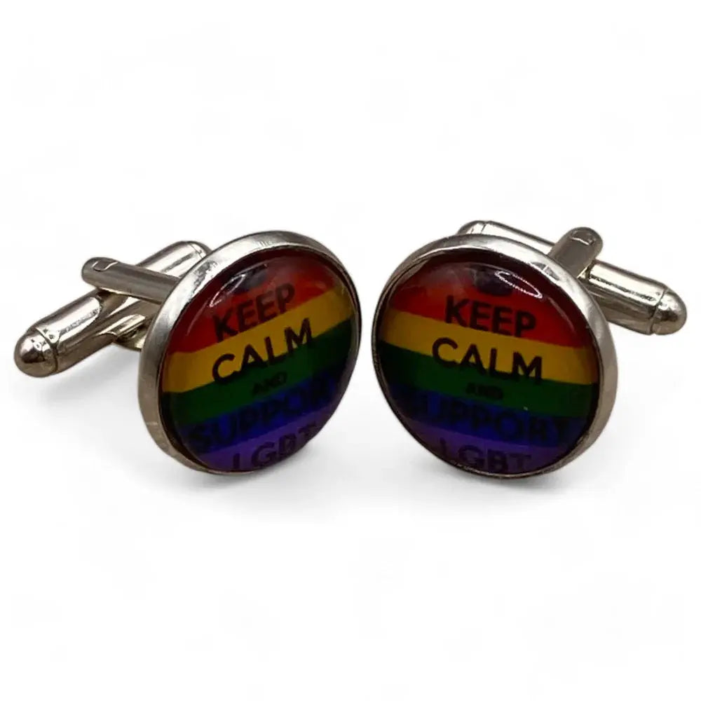 LGBTQ+ themed cufflinks.