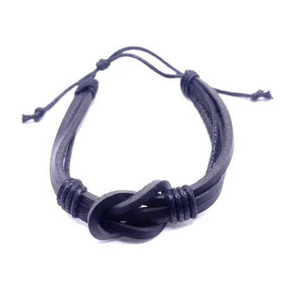 Black leather knot bracelet.