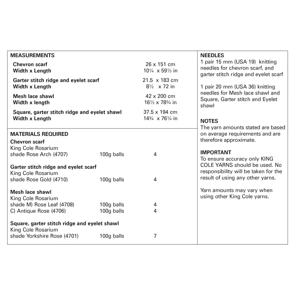 Knitting pattern instructions.