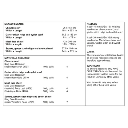 Knitting pattern instructions.