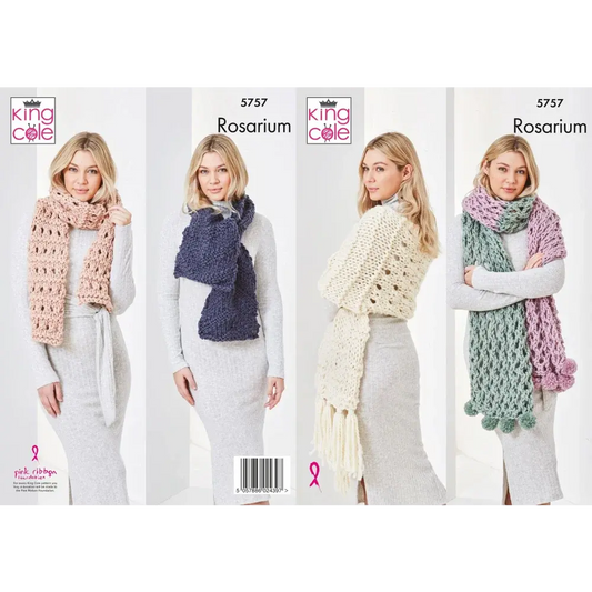 Four knitted scarves.