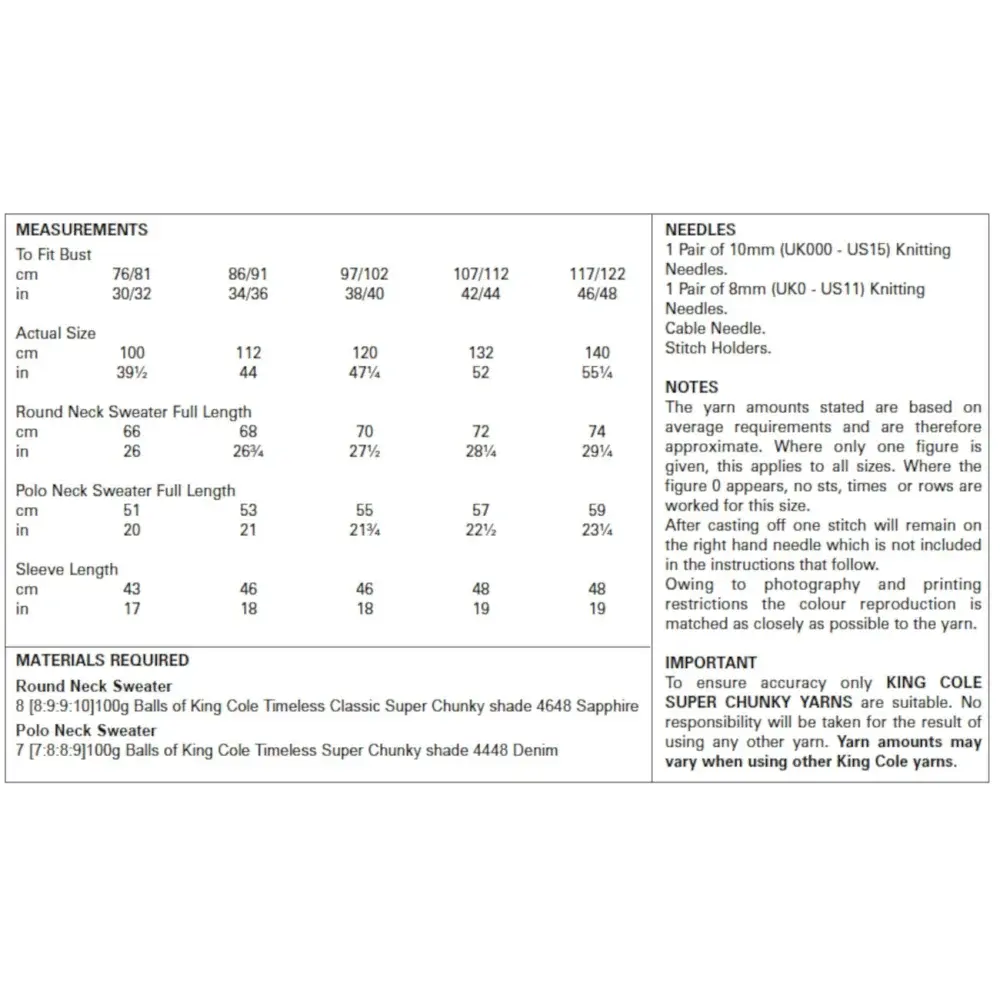 Knitting pattern instructions.