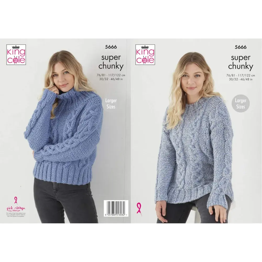 Knitted cable-pattern sweaters.