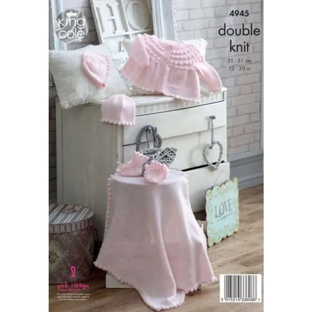 Pink knitted baby clothes.