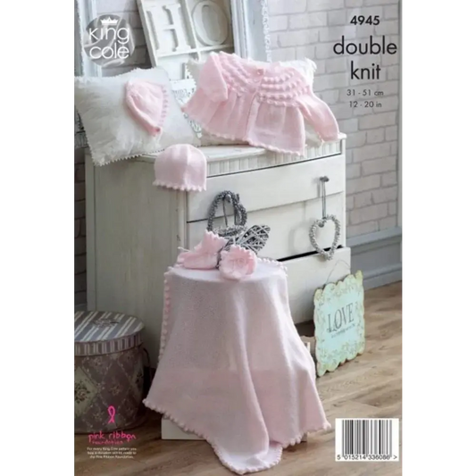 Pink knitted baby clothes.