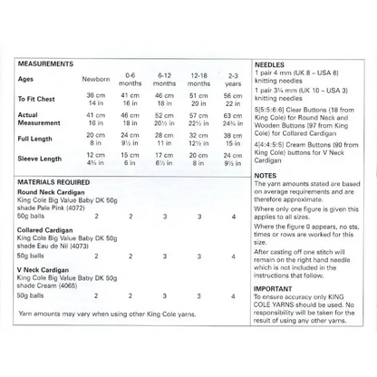 Knitting pattern instructions.