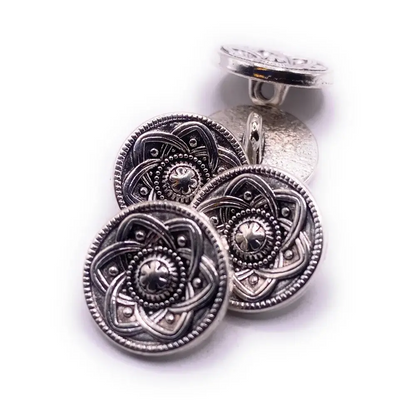 Silver decorative buttons.