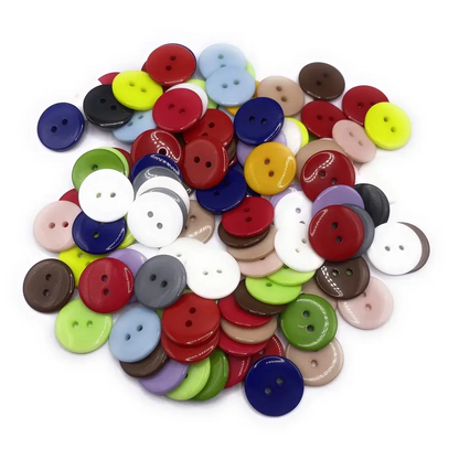 Pile of colorful two-hole buttons.