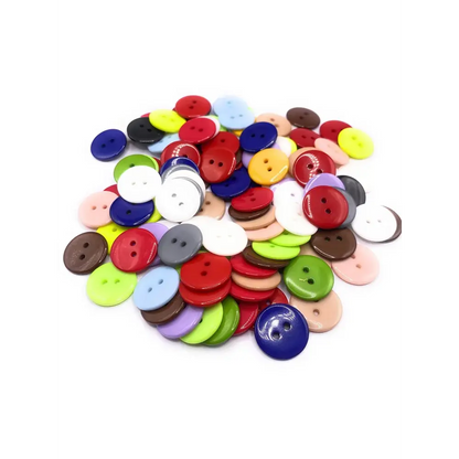 Pile of colorful two-hole buttons.