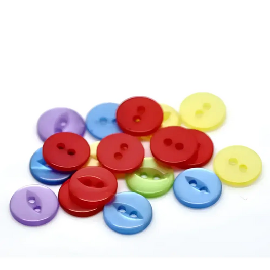 KnitForLess 100 Pack Fish Eye Buttons 11mm Mixed 5 Colours Resin Assortment Baby Knitting Cadigan
