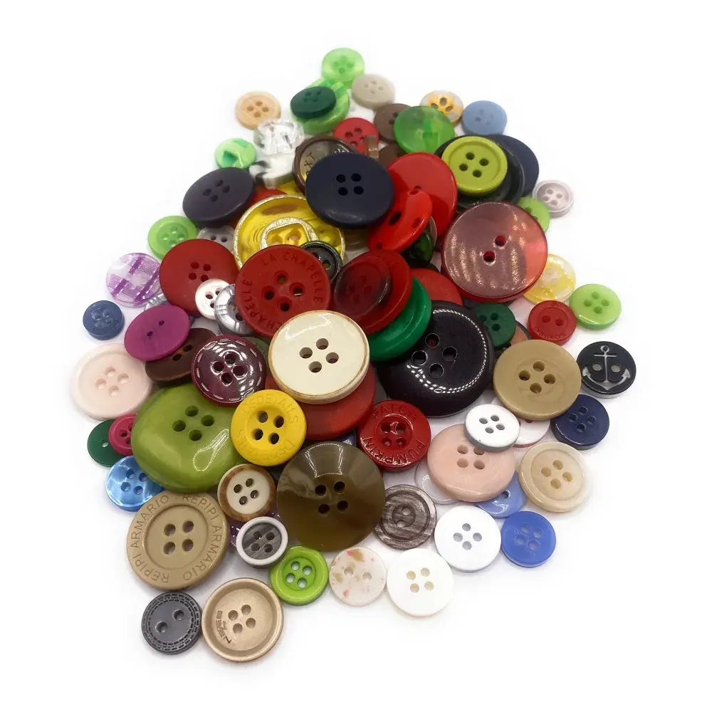 Pile of colorful buttons.