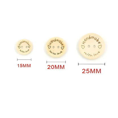 KnitForLess 100 Pieces 25mm Handmade with Love Wooden Buttons Knitting Scrapbooking Crafts DIY