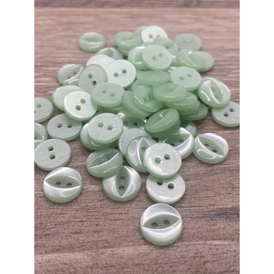 KnitForLess 100Pcs 11mm Fisheye Buttons Polyester Baby Cardigans Knitting Sewing - Mint