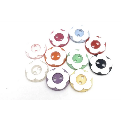 KnitForLess 100Pcs 12.5mm Resin Small Flower Buttons 2 Hole Plastic Craft Double for Childern Sewing Baby Cardigans