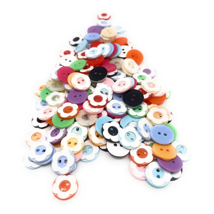 KnitForLess 100Pcs 12.5mm Resin Small Flower Buttons 2 Hole Plastic Craft Double for Childern Sewing Baby Cardigans