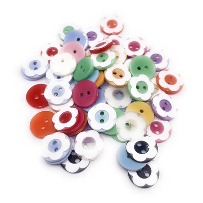 KnitForLess 100Pcs 12.5mm Resin Small Flower Buttons 2 Hole Plastic Craft Double for Childern Sewing Baby Cardigans