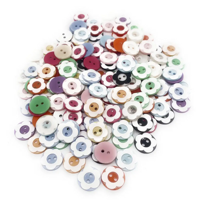 KnitForLess 100Pcs 12.5mm Resin Small Flower Buttons 2 Hole Plastic Craft Double for Childern Sewing Baby Cardigans