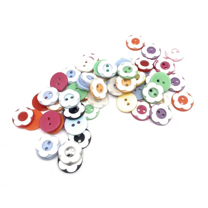 KnitForLess 100Pcs 12.5mm Resin Small Flower Buttons 2 Hole Plastic Craft Double for Childern Sewing Baby Cardigans