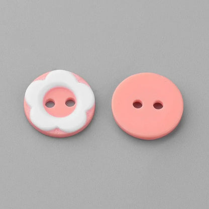 KnitForLess 100Pcs 12.5mm Resin Small Flower Buttons 2 Hole Plastic Craft Double for Childern Sewing Baby Cardigans