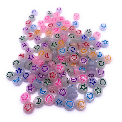 Pile of colorful, patterned beads.