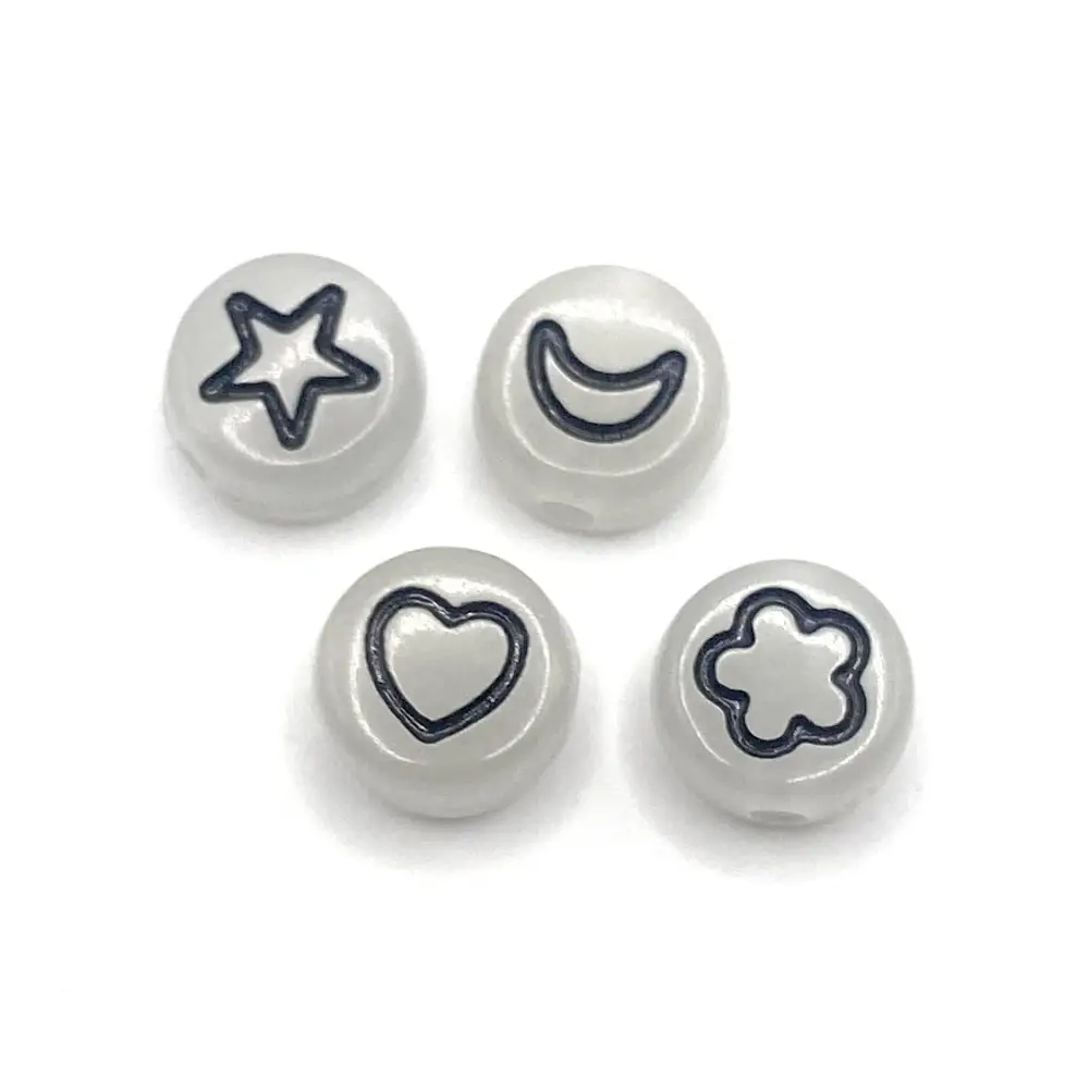 KnitForLess 100Pcs 4x7 mm Glow in The Dark Luminous Stars Moon Heart Beads Acrylic Loose Spacer Bracelets Jewellery
