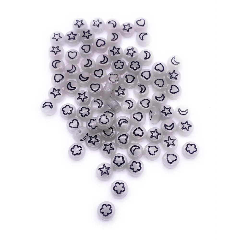 KnitForLess 100Pcs 4x7 mm Glow in The Dark Luminous Stars Moon Heart Beads Acrylic Loose Spacer Bracelets Jewellery