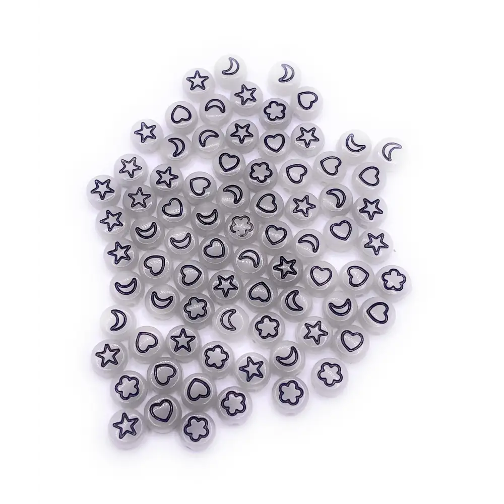 KnitForLess 100Pcs 4x7 mm Glow in The Dark Luminous Stars Moon Heart Beads Acrylic Loose Spacer Bracelets Jewellery
