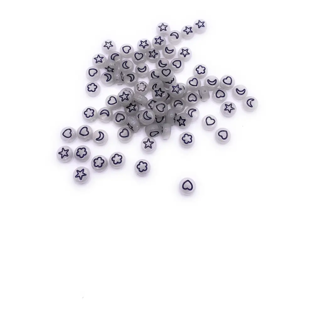 KnitForLess 100Pcs 4x7 mm Glow in The Dark Luminous Stars Moon Heart Beads Acrylic Loose Spacer Bracelets Jewellery
