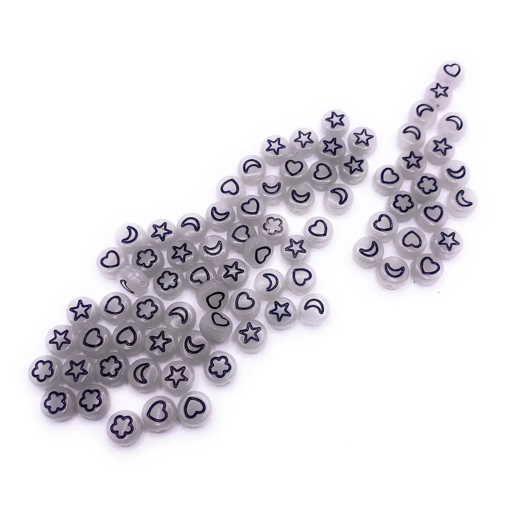 KnitForLess 100Pcs 4x7 mm Glow in The Dark Luminous Stars Moon Heart Beads Acrylic Loose Spacer Bracelets Jewellery