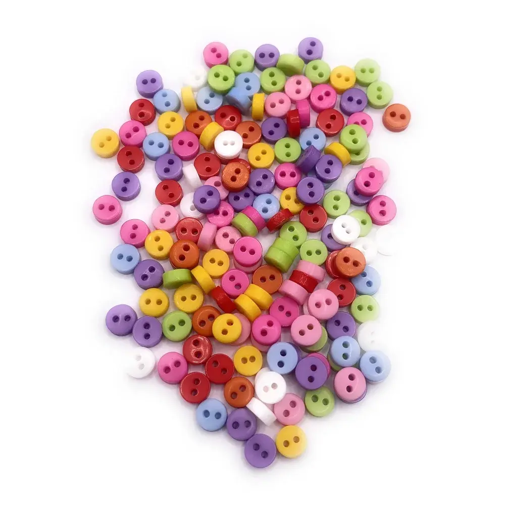Pile of colorful two-hole buttons.