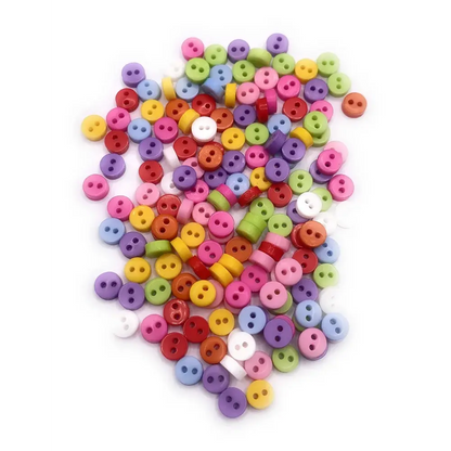 Pile of colorful two-hole buttons.