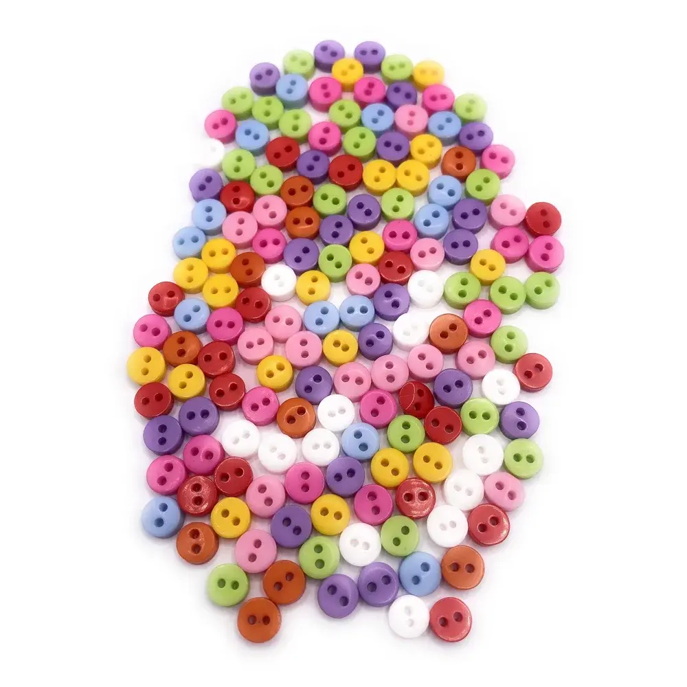 Tiny Smartie Buttons - KnitForLess 100Pcs 6mm Colorful Bulk