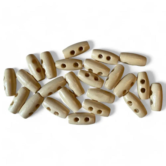 KnitForLess 100Pcs Mini Natural Wooden Toggle Buttons for Baby Cardigans and Crafting - Handmade Knitting Two Holes