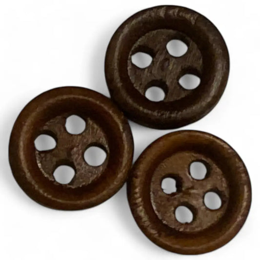 KnitForLess 10mm Brown Wooden Buttons 4 Hole Baby Cardigans Dolls Handmade Knitting